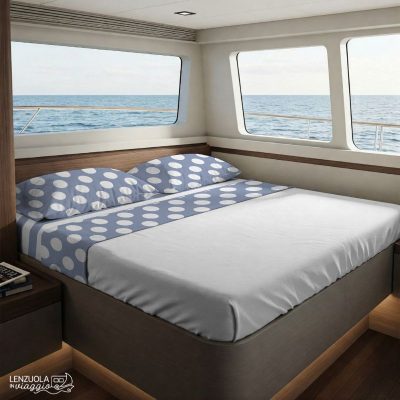completo lenzuola barca pois azzurro
