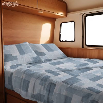 completo lenzuola camper e barca brick azzurro