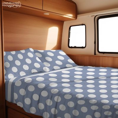 completo lenzuola camper e barca pois azzurro