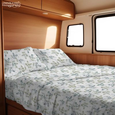 completo lenzuola camper e barca petalo verde