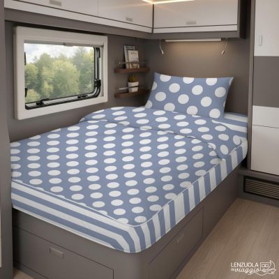 copripiumino prontoletto camper e barca pois azzurro